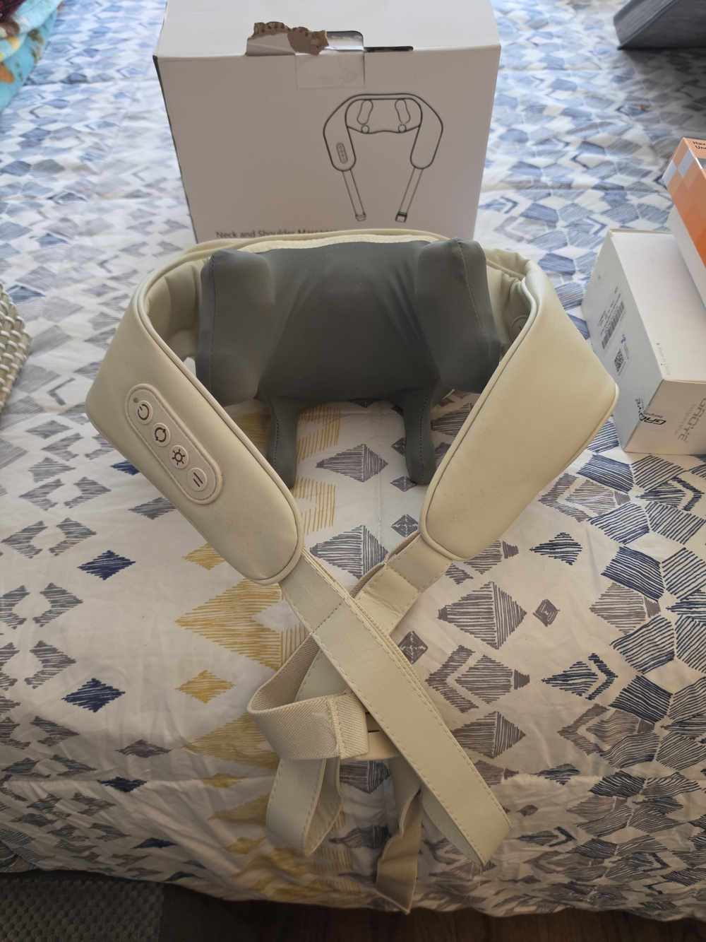 Electric Neck & Shoulder Massager - Cream and Gray